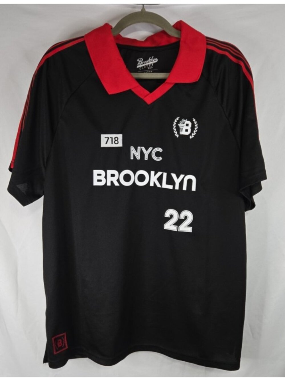BROOKLYN JERSEY BLACK AND RED #22 Brooklyn Cloth Co. Men's Size L